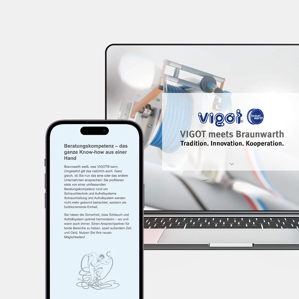 Kampagnenmotiv „VIGOT meets Braunwarth" auf Laptop und Smartphone