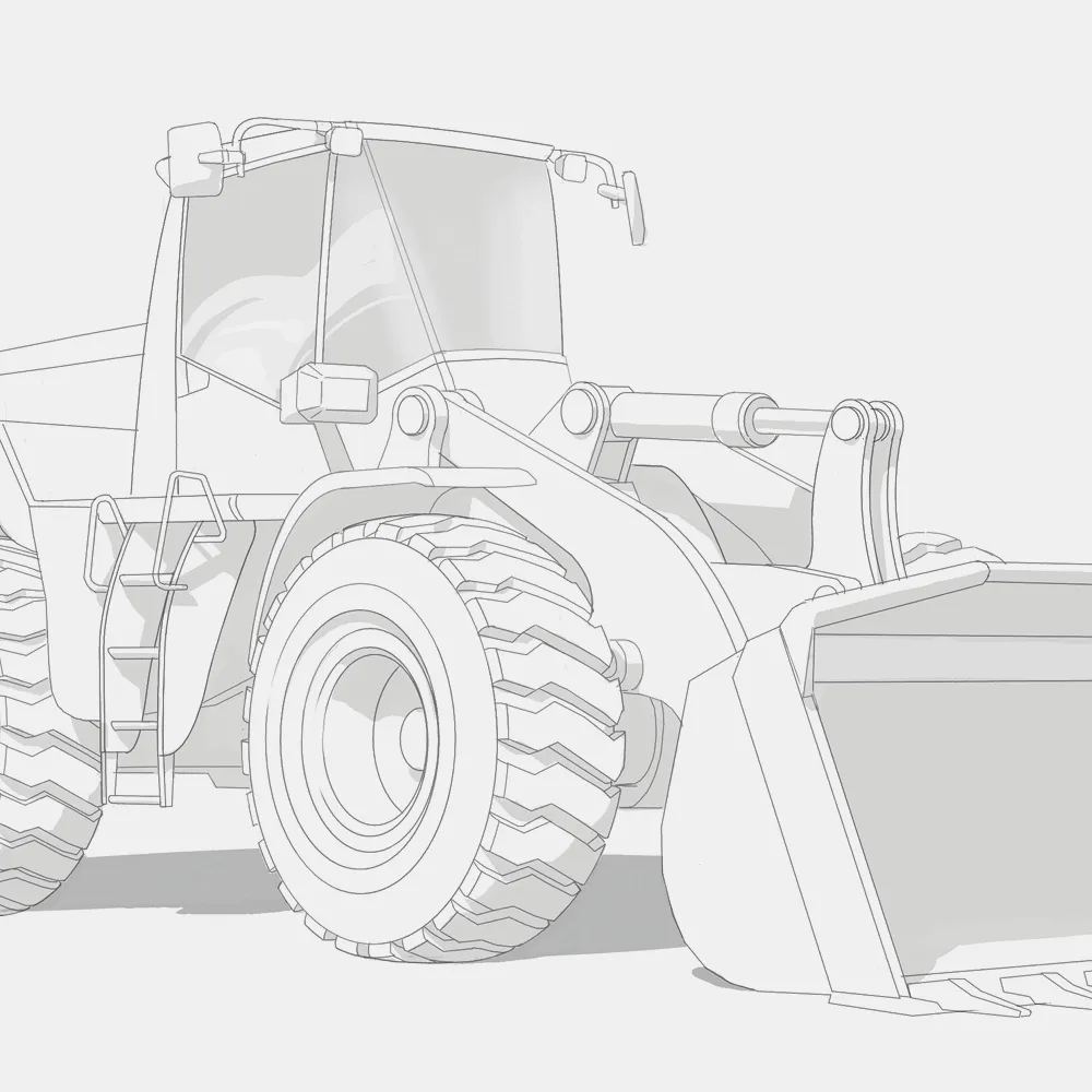 Technische Strichillustration eines Radladers